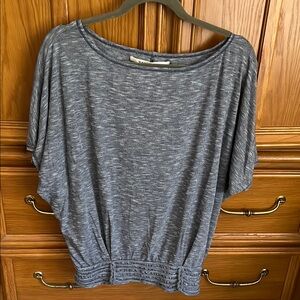 Max Studio navy banded waist with bat wing sleeves.